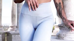 April Olsen - Sexy Fit Brunette In Yoga Pants Gets Fucked By Big Black Cock