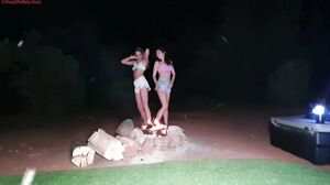 Alex Coal and Avery Cristy - Stepdaughters Camping Dance Naked by the Fire in HD