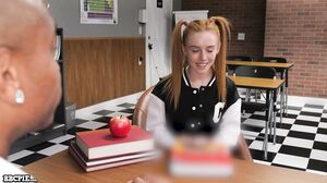 Redhead teen gets creampied by her BBC principal to stay out of trouble